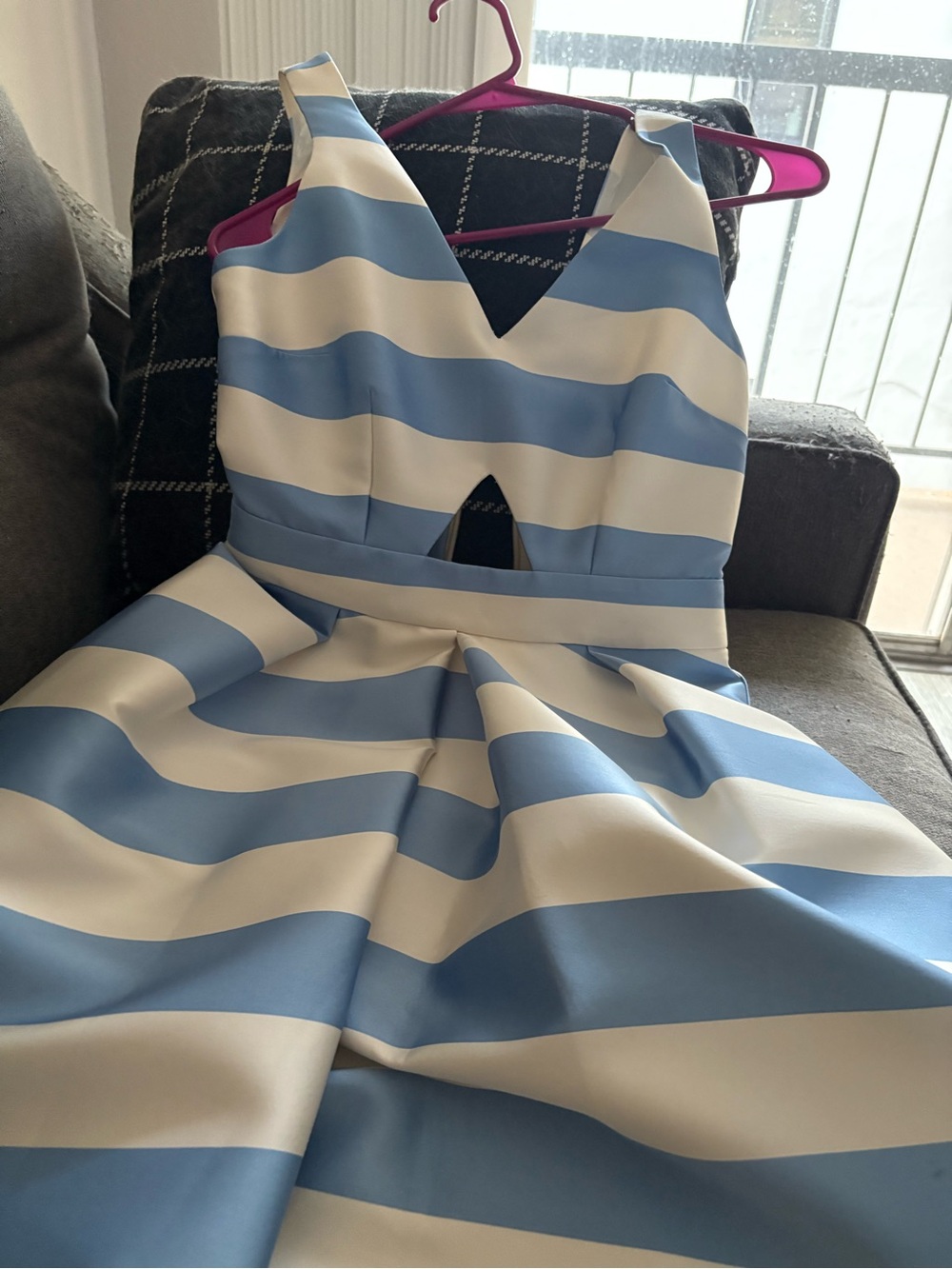 Topshop Blue and White Striped Midi Dress